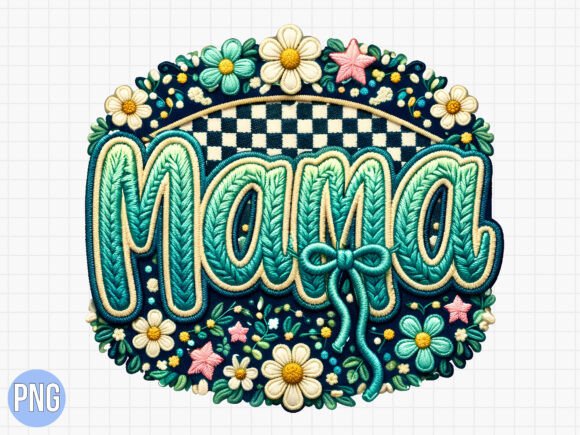 Download Embroidered Mama Floral Checkerboard PNG - Mama floral Collection