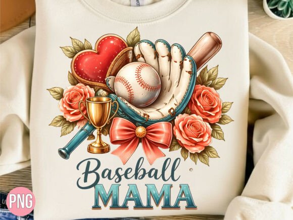 Download Baseball Mama Floral Glove Heart PNG - Mama floral Collection