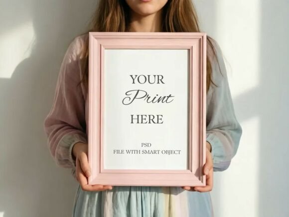 Download Vertical Pink Frame Held by Person-PSD - Pink frame Collection