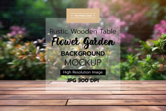 Download Wood Table with Garden Background Mockup - Background Collection