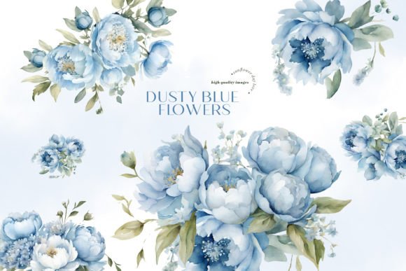 Download Elegant Dusty Blue Flowers Clipart - Premium Resources