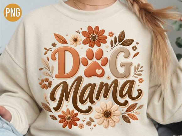 Download Retro Boho Dog Mama Floral Pet PNG Shirt - Mama floral Collection