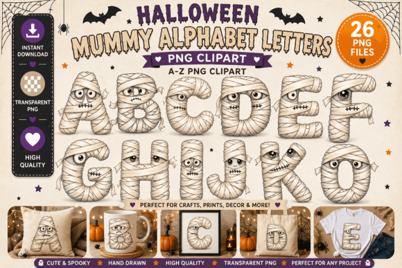 Download Halloween Mummy Alphabet Letters Clipart - Mummy Collection