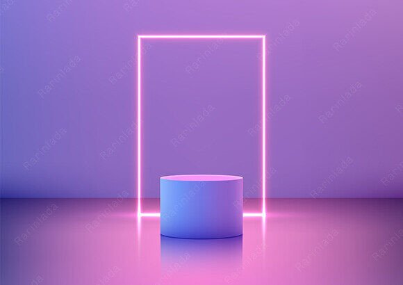 Download Modern 3d Platform Neon Pink Frame - Pink frame Collection