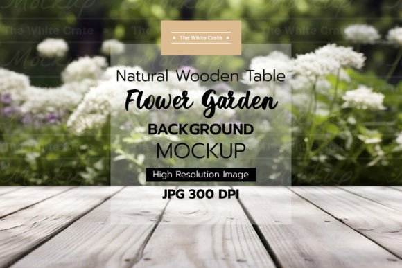 Download Wood Table with Garden Background Mockup - Background Collection