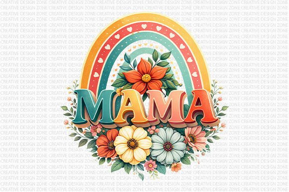 Download Retro Rainbow Mama Floral PNG - Mama floral Collection